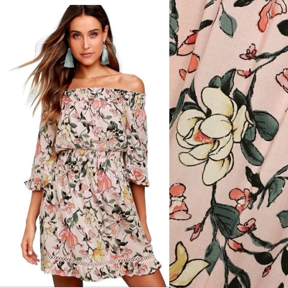 LULUs ✨ Hello, Darling Blush Pink Floral Dress | Sz L